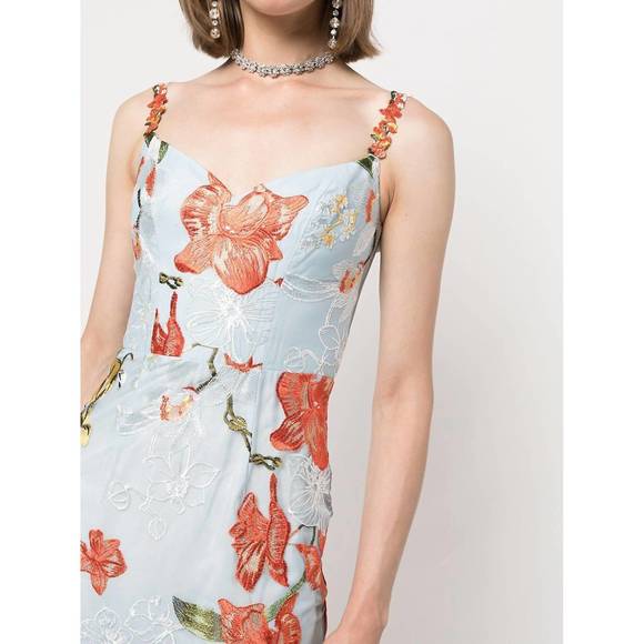 NEW MARCHESA ombré embroidered tulle mermaid gown in dusty blue - Picture 4 of 4